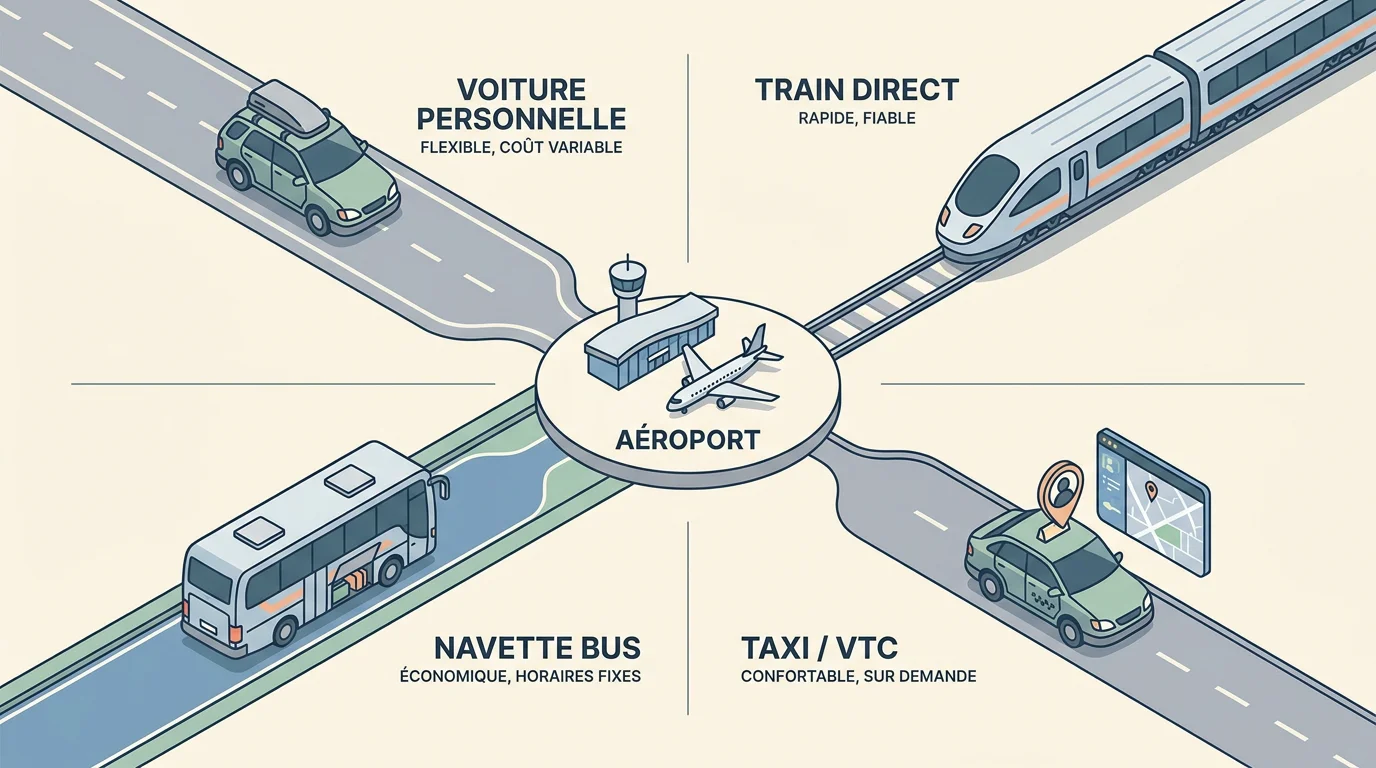 Comparaison des modes de transport vers Brussels Airport depuis le Brabant wallon
