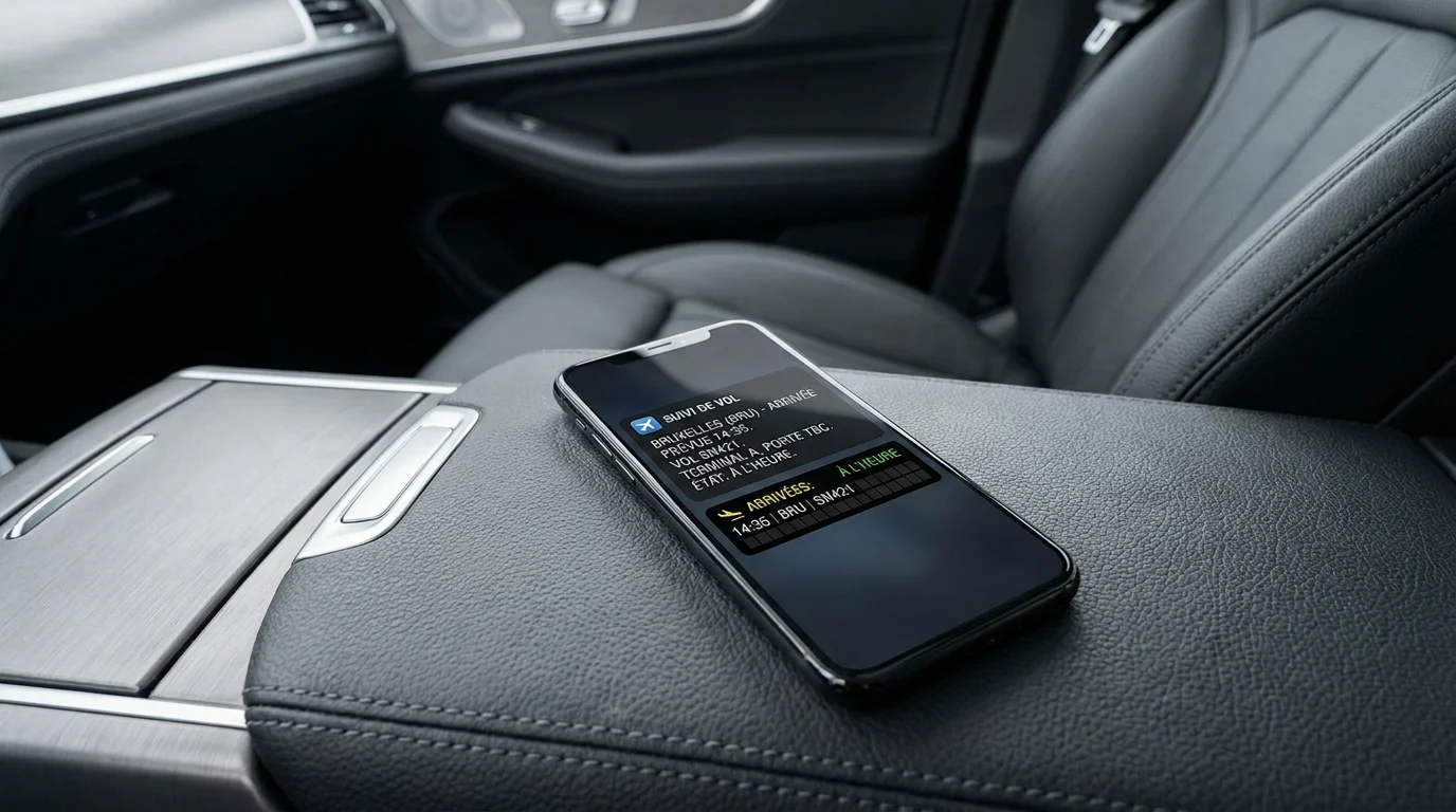 Suivi de vol en temps réel sur smartphone dans un taxi premium