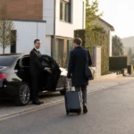 Berline noire avec chauffeur professionnel à Mont-Saint-Guibert