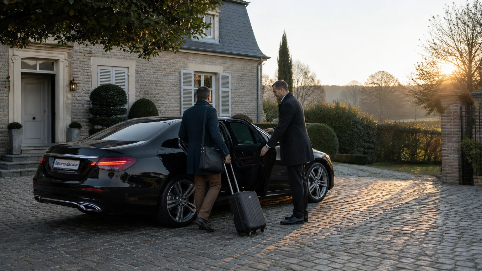 Chauffeur accueillant un voyageur à Bierges pour un transfert privé vers l’aéroport de Charleroi