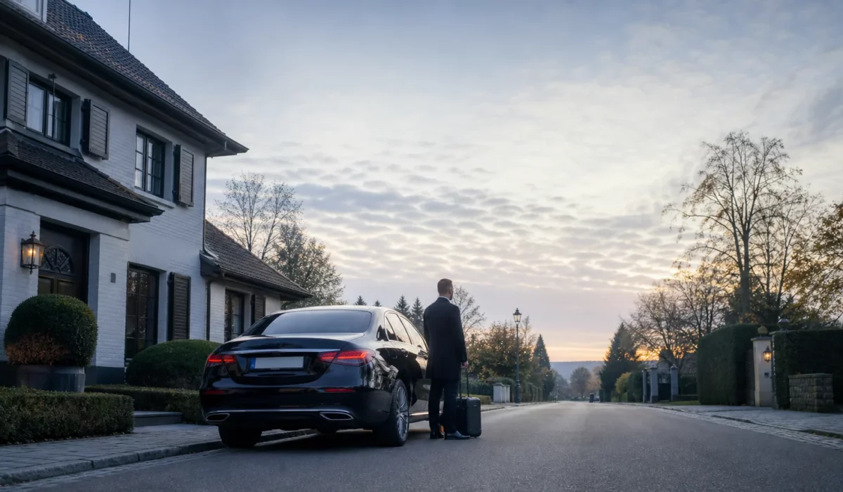 Taxi privé noir avec chauffeur professionnel à La Hulpe