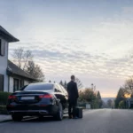 Taxi privé noir avec chauffeur professionnel à La Hulpe