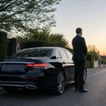 Mercedes Classe E noire avec chauffeur professionnel au départ de Chaumont-Gistoux