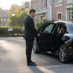 Taxi premium noir avec chauffeur professionnel à Wavre